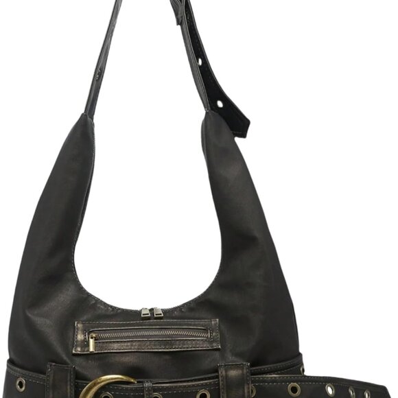 Vegan Leather Hobo Bag Medium Tote Y2K Vintage Shoulder Handbag - Picture 1 of 6